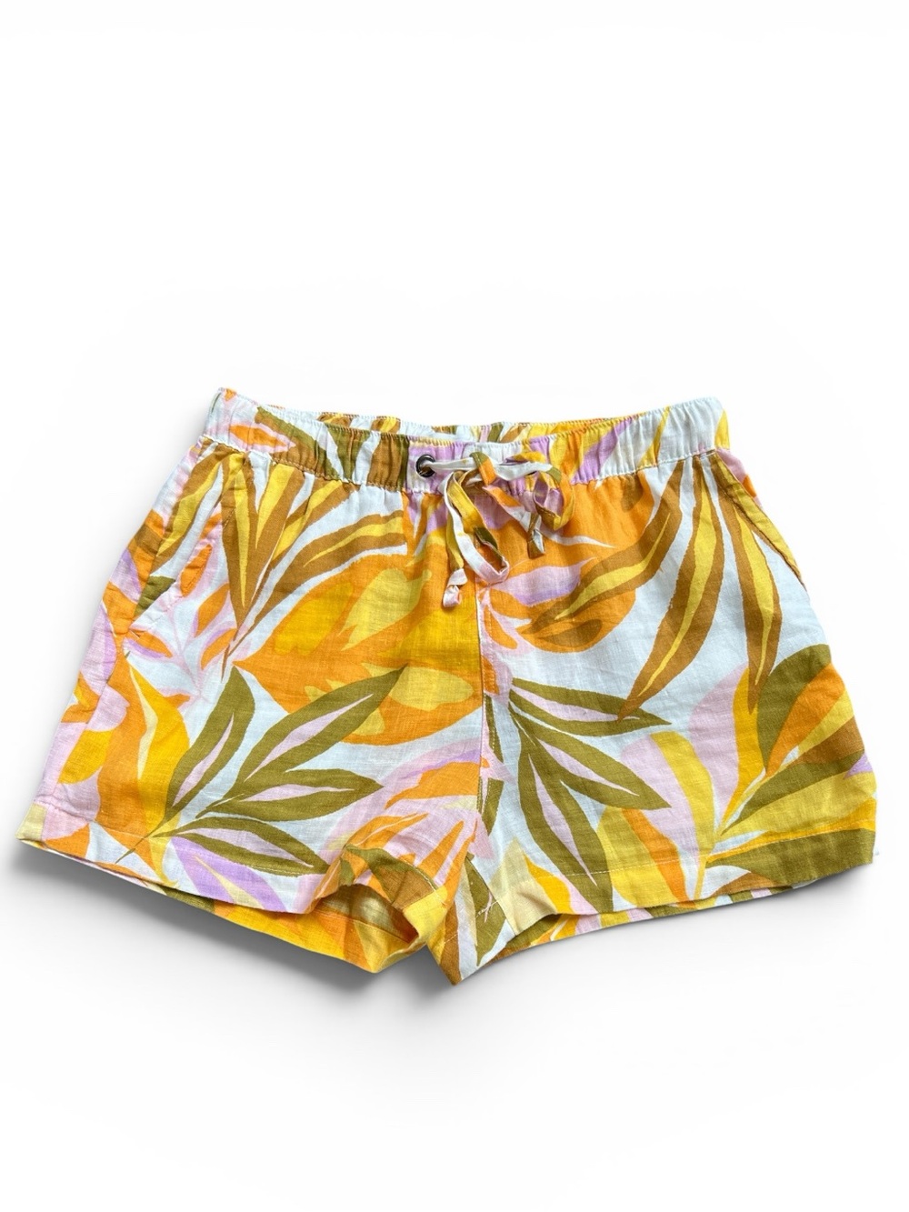 C&C California 100% Linen Tropical Print Shorts Size Small